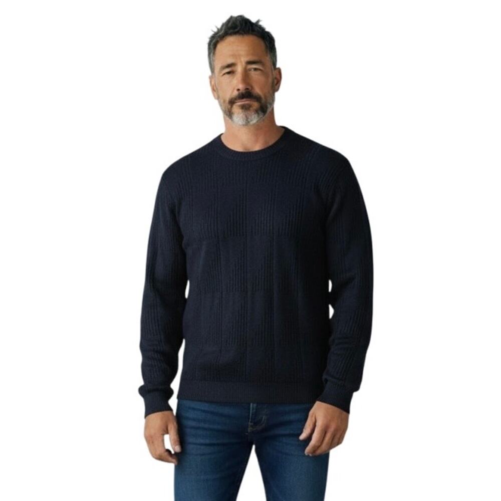 Alan Stuart Vintage Black Checkerboard Knit Sweater Large Crew Neck Cabin Core